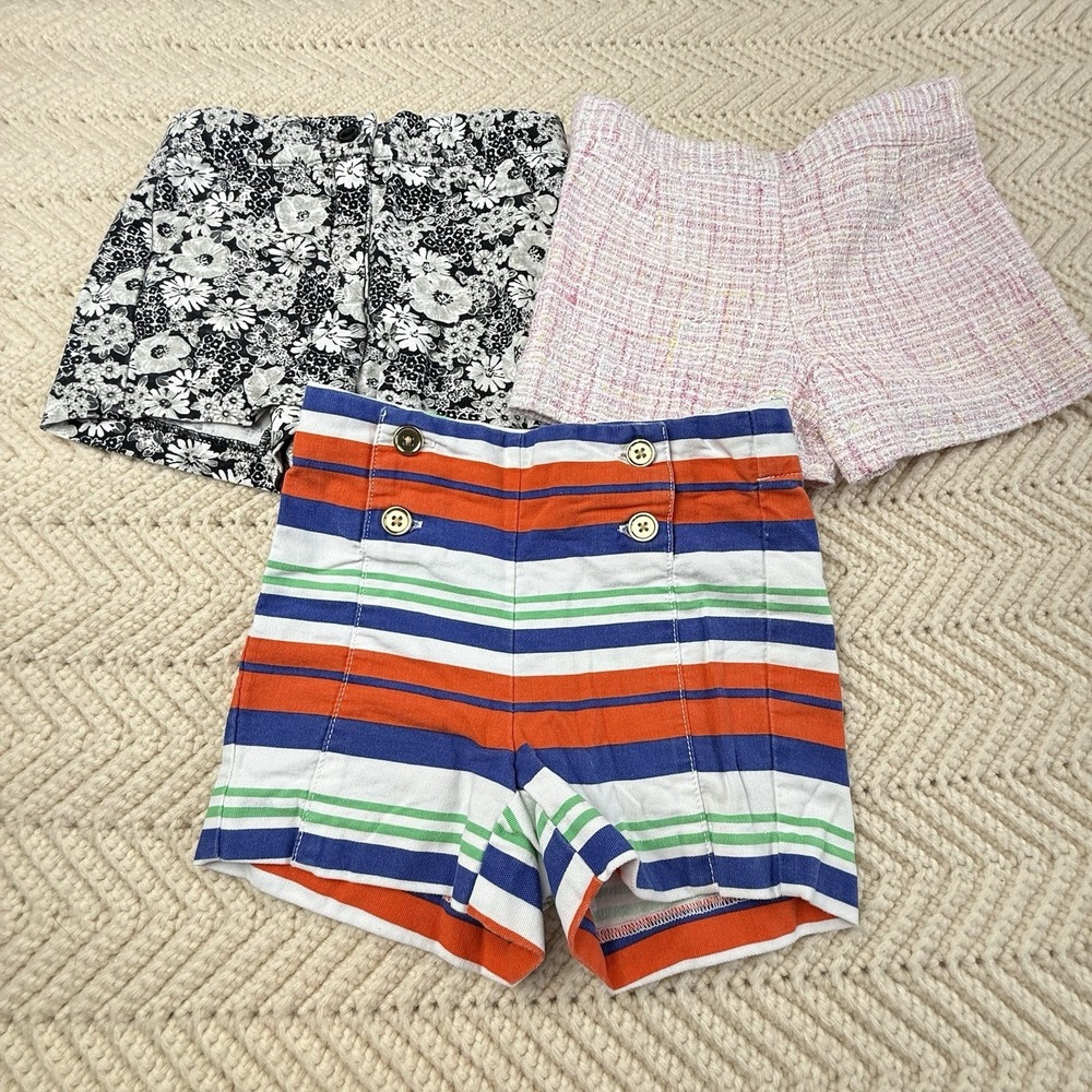 Janie‎ and Jack Shorts Lot of 3 Size 2T Stripes Floral Tweed Preppy Cute Summer